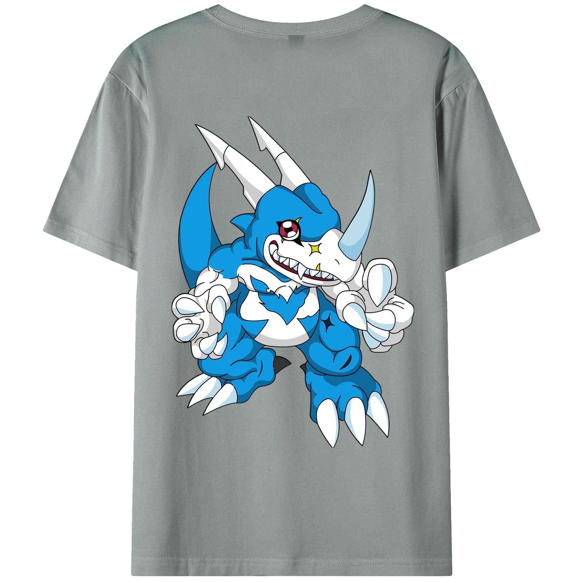 （画像用） Digimon デジタルモンスター/デジモン 綿100％ メンズ半袖Tシャツ（バックプリント） 通気性